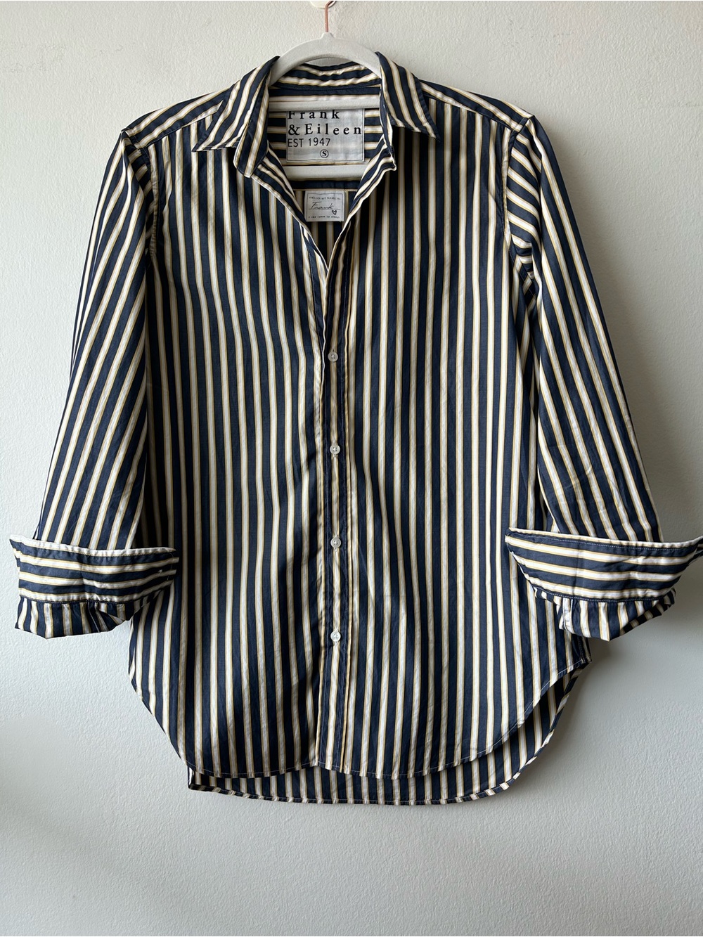 FRANK & EILEEN Frank Navy, Cream & Yellow Classic Button-Up Shirt